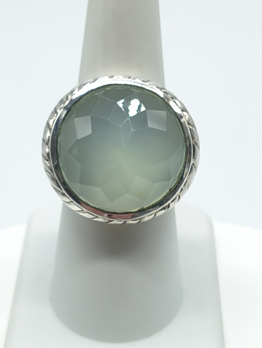 Sterling Silver Green Aquamarine Statement Ring Size 8
